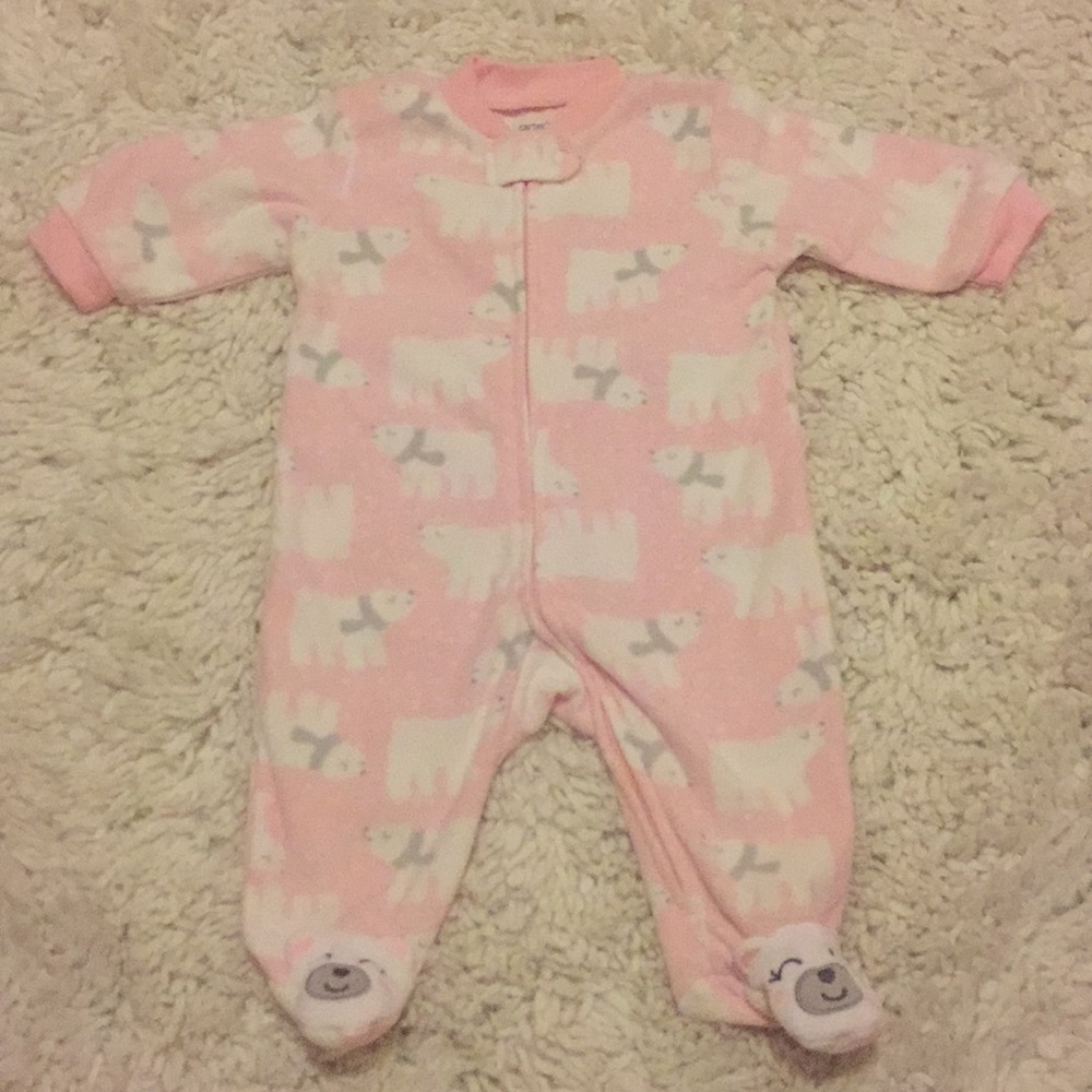 Warm pink polar bear pajamas